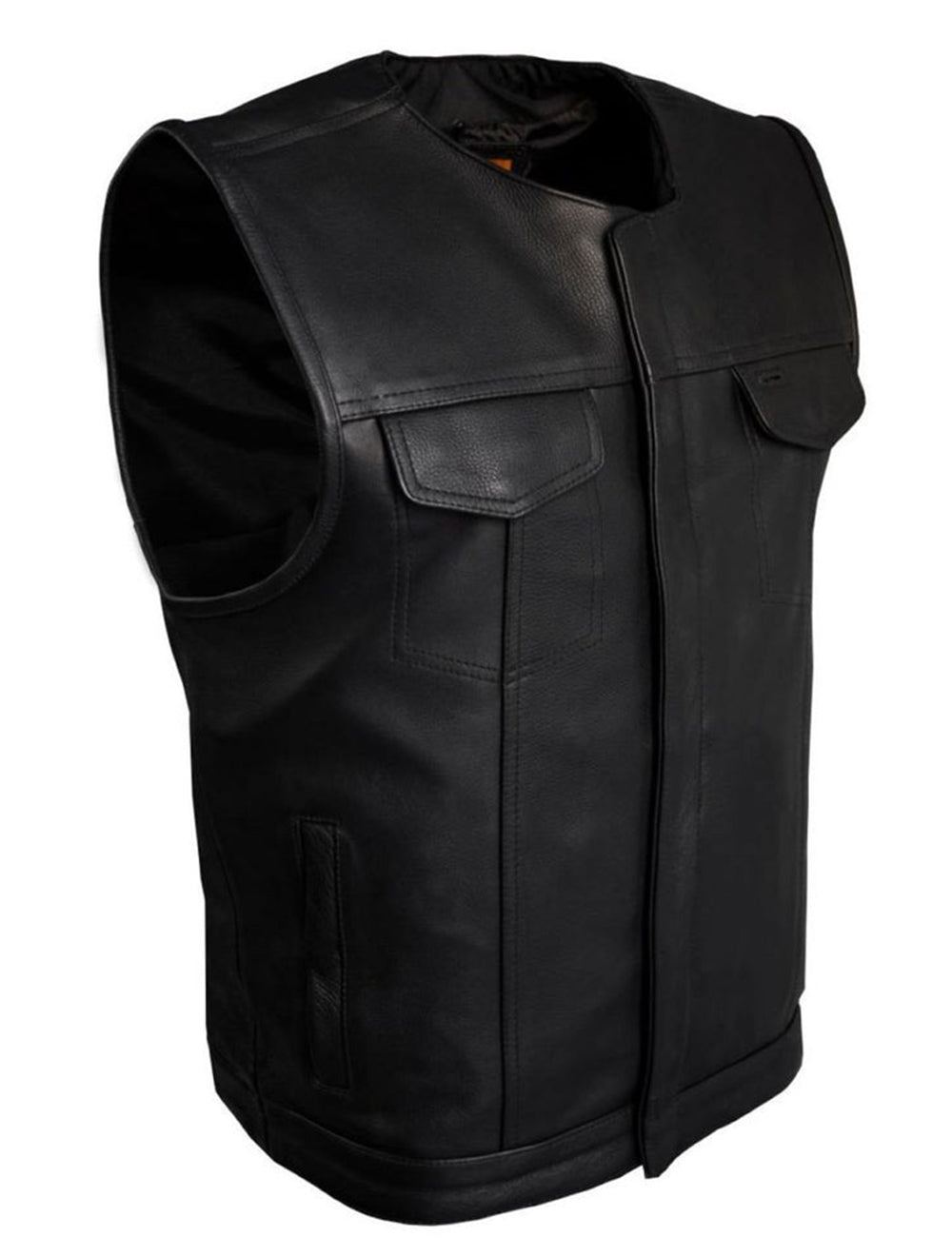 Mens SOA Style Motorcycle Club Vest® Conceal Gun Pockets Heavy Duty Premium Leather