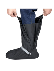 Side profile of rainproof shoe covers for bikers with ankle support and straps