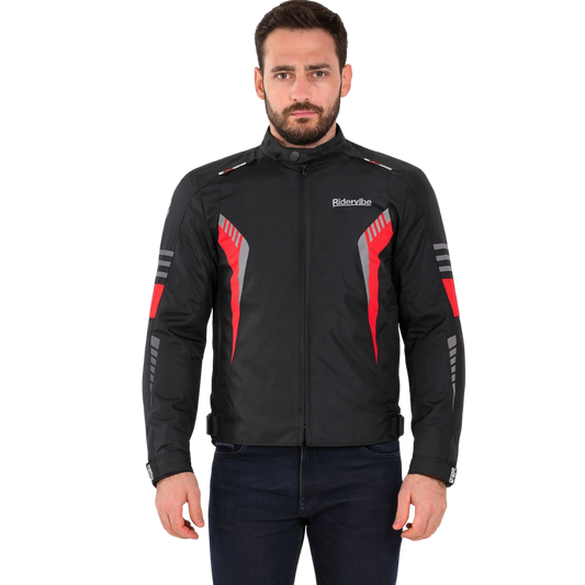 CE Armored Nylon - Red Black Waterproof Biker Jackets for Men