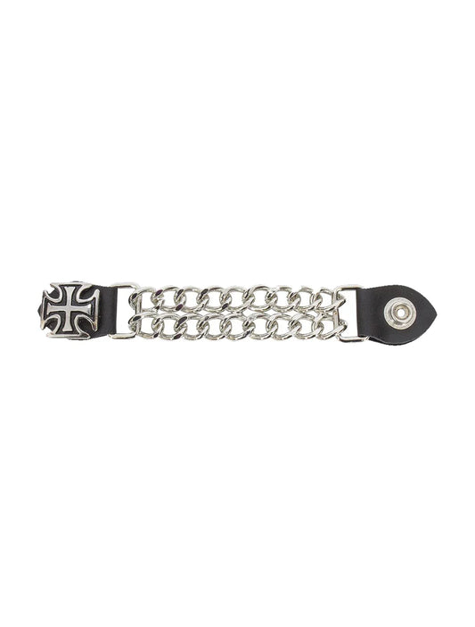 Motorcycle Vest Extender with Chopper Cross Design and Double Diamond Chrome Chains
