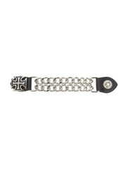 Motorcycle Vest Extender with Chopper Cross Design and Double Diamond Chrome Chains
