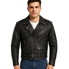 Classic Biker Police Motorcycle Jacket - Best Cowhide Leather Motorcycle Jacket