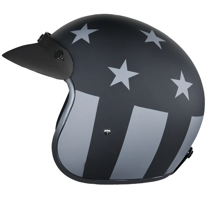 Side angle of Daytona Cruiser Open Face
Helmet for Men and Women with visor –
Captain America edition