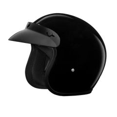Side view of D.O.T. Cruiser Jr. 3/4 Shell Helmet in Hi-Gloss Black – Smallest DOT Helmet – Wide Wing Store