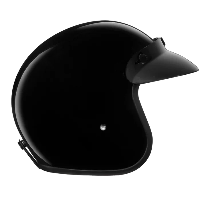 Left side profile of D.O.T. Cruiser Jr. 3/4 Shell Helmet Hi-Gloss Black Finish – Smallest DOT Approved Helmet – Wide Wing Store