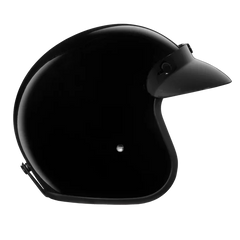 Left side profile of D.O.T. Cruiser Jr. 3/4 Shell Helmet Hi-Gloss Black Finish – Smallest DOT Approved Helmet – Wide Wing Store