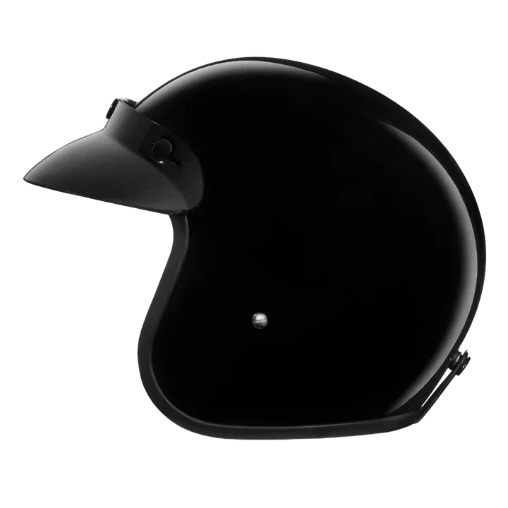 Right side profile of D.O.T. Cruiser Jr. 3/4 Shell Helmet Hi-Gloss Black Finish – Smallest DOT Approved Helmet – Wide Wing Store