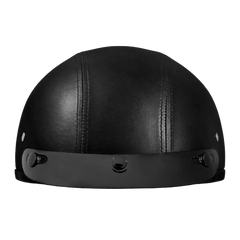 Rear top view of D.O.T. Daytona Skull Cap
Leather Covered Helmet showing seams