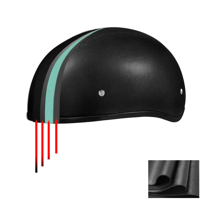Multi-layer safety diagram of Daytona Skull
Cap Leather Covered Helmet – EPS liner,