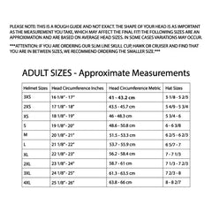 Size chart and measuring guide for D.O.T.
Daytona Skull Cap 1/2 Shell Helmet Leather