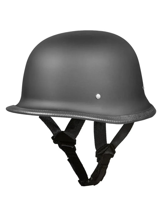 Side view of D.O.T. German Motorcycle Helmet Hi-Gloss Black – Retro Cruiser Biker Helmet