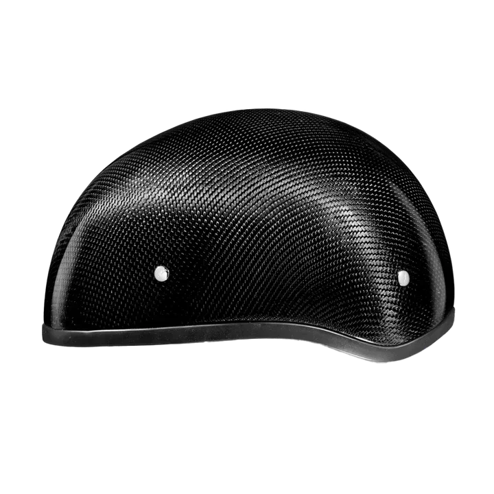 Back view showing DOT approval on Grey Carbon Fiber Skull Cap Helmet – Wide Wing Store