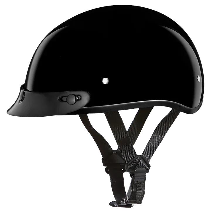 D.O.T. Skull Cap Jr. 1/2 Shell Helmet Front View Hi-Gloss Black – Wide Wing Store