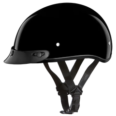 D.O.T. Skull Cap Jr. 1/2 Shell Helmet Front View Hi-Gloss Black – Wide Wing Store