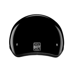 Back view of D.O.T. Skull Cap Jr. 1/2 Shell Helmet
Hi-Gloss Black with DOT Label – Wide Wing Store