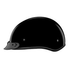 Side view of Slim Line D.O.T. Skull Cap Jr. Half
Shell Helmet Hi-Gloss Black – Smallest DOT