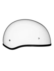 White Daytona Skull Cap Half Shell Helmet Beanie Style Side Angle – Lightweight Motorcycle Helmet USA