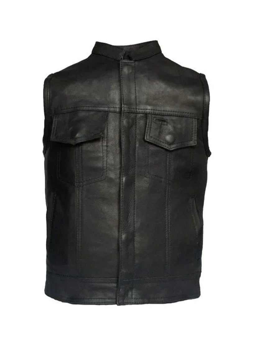 Front view of Kids Motorcycle Club Vest made from premium cowhide leather
