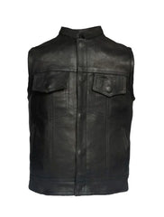 Front view of Kids Motorcycle Club Vest made from premium cowhide leather