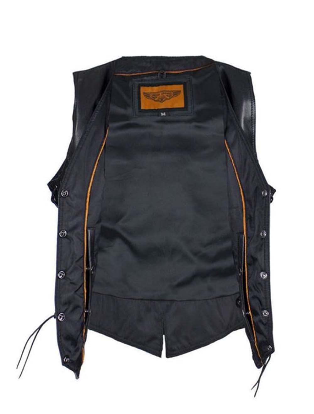 Interior view showing concealed
carry pocket in Womens Leather
Motorcycle Vest