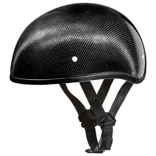Side view of D.O.T. Slim Line Skull Cap 1/2 Shell Helmet in real carbon fiber – Wide Wing Store