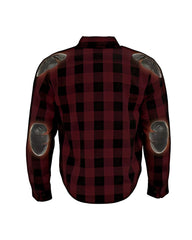 Rear view with shoulder and elbow pad placement shown for rider protection