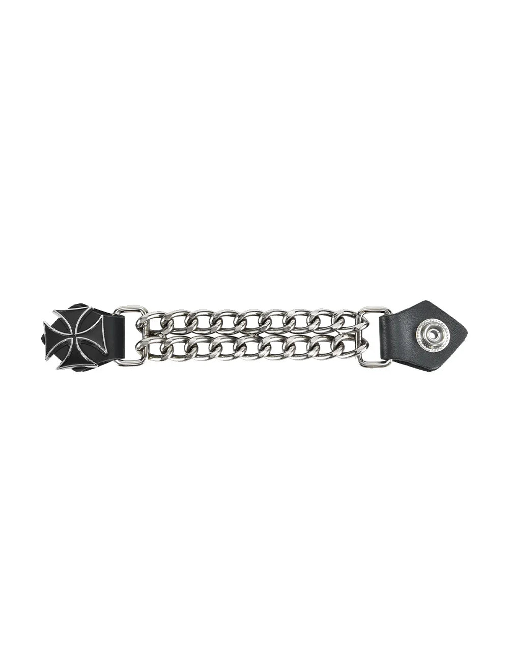 Biker Vest Extender with Black Iron Cross Emblem and Leather Tabs