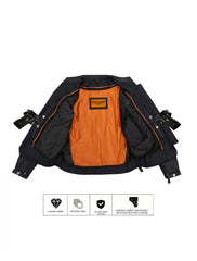 Women's Black Leather Jacket with Gun Pockets