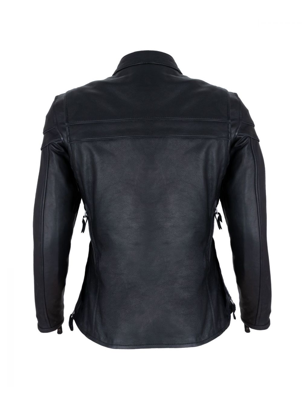 Women's Black Leather Jacket with Gun Pockets