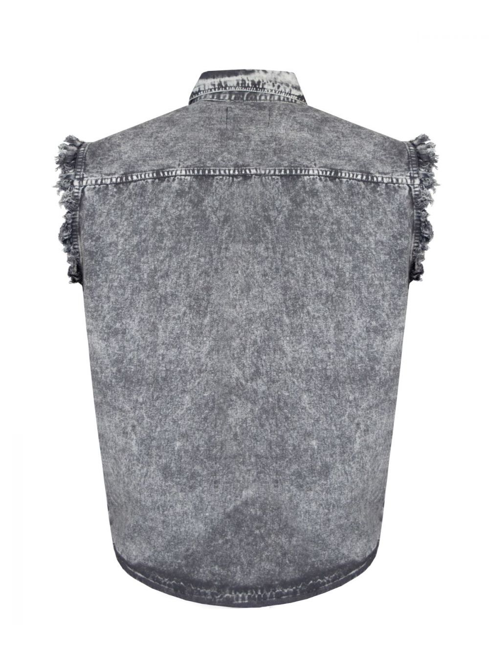 Men's Biker Cutoff Cotton Shirt Stonewash Grey