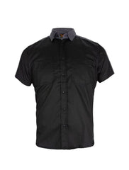 Front view of Mechanic Short Sleeve Motorcycle Shirt Grey and Black with Reflector – Durable Work Shirt for Men – Wide Wing Store