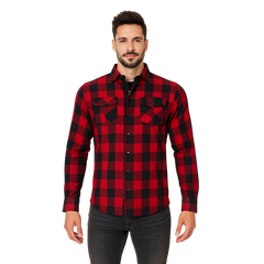 Men’s Plaided Flannel Shirt – Quilted Lined Riding Shirt with Removable Pads