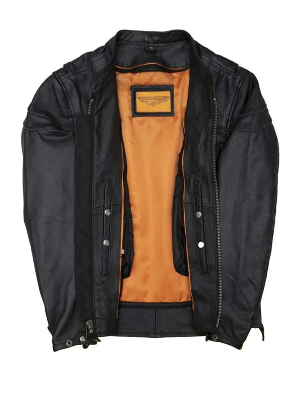 Inner lining view showing gun pockets and orange satin lining