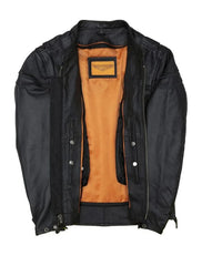 Inner lining view showing gun pockets and orange satin lining