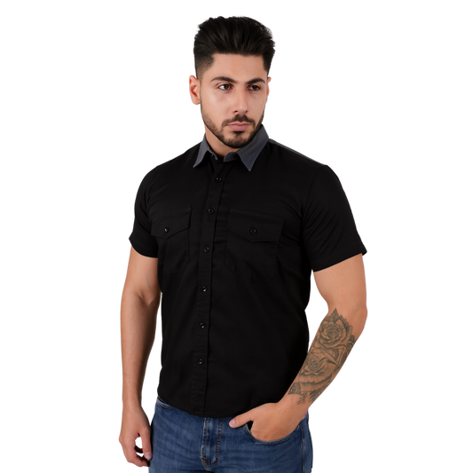Premium Mechanic Short Sleeve Motorcycle Shirt Grey/Black with Reflective Back – Wide Wing Store
