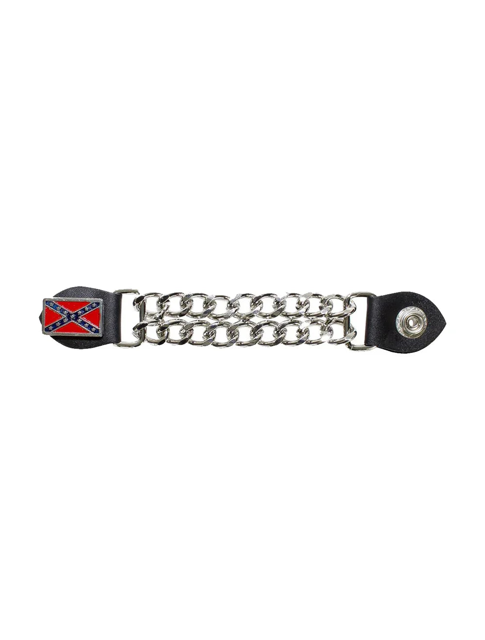 Motorcycle Vest Extender with Rebel Flag Emblem and Heavy-Duty Chrome Chains