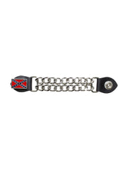 Motorcycle Vest Extender with Rebel Flag Emblem and Heavy-Duty Chrome Chains