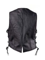 Women’s Cowhide Leather Vest Braided Side View