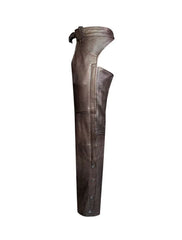 Side Profile of Durable Brown Motorcycle
Chaps with Snap Buttons