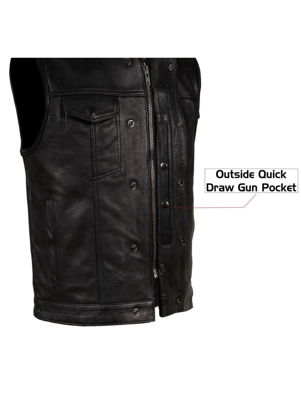 Mens SOA Style Motorcycle Club Vest® Conceal Gun Pockets Heavy Duty Premium Leather