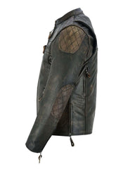 Close-up of quilted elbow patch on Women’s
Motorcycle Leather Jacket