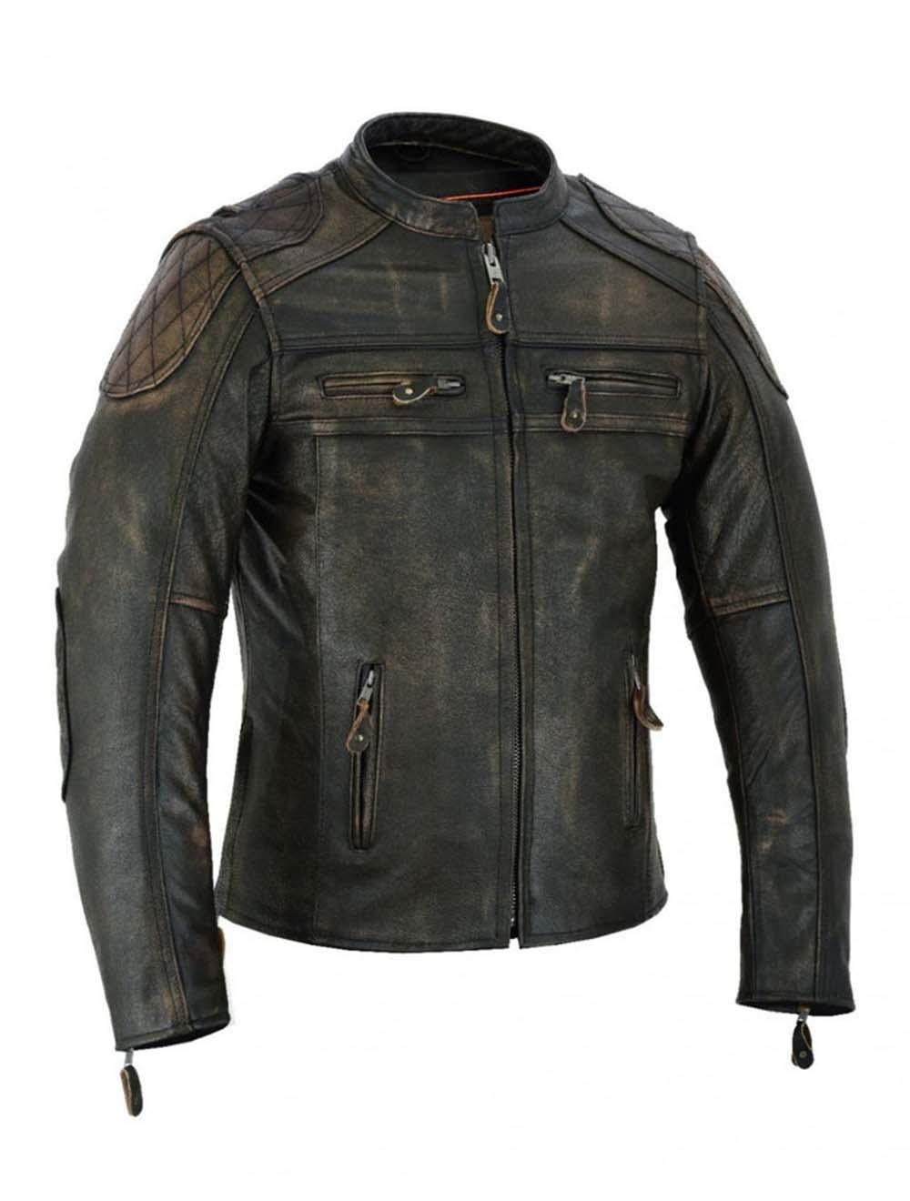 Side profile of Women’s Heavy Duty MC
Leather Jacket with Elbow Patches