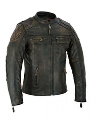 Side profile of Women’s Heavy Duty MC
Leather Jacket with Elbow Patches