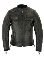 Front zipped view of Women’s Genuine
Cowhide Leather Biker Jacket