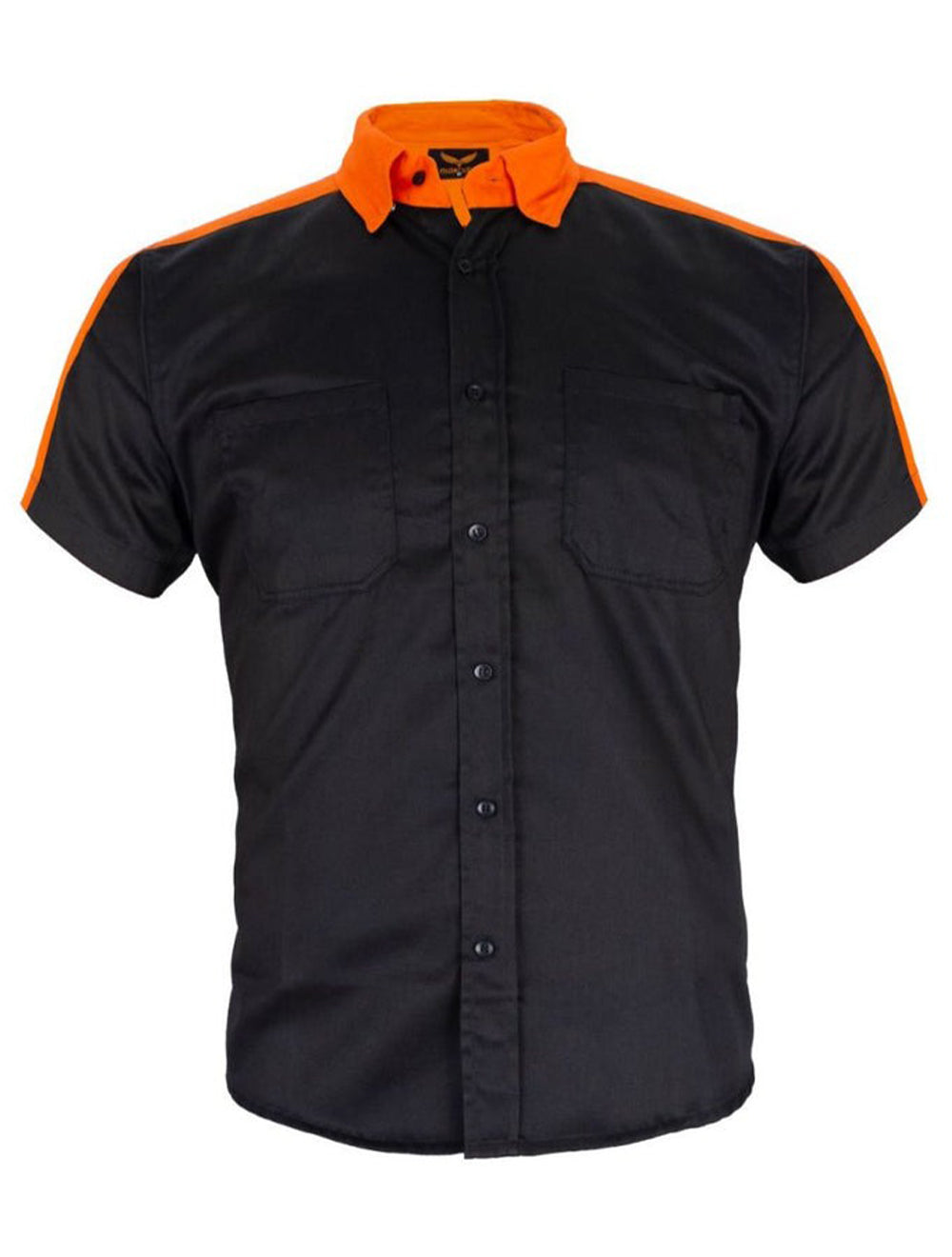 Mechanic Shirt with Reflector on Back Straight Bottom Orange/Black