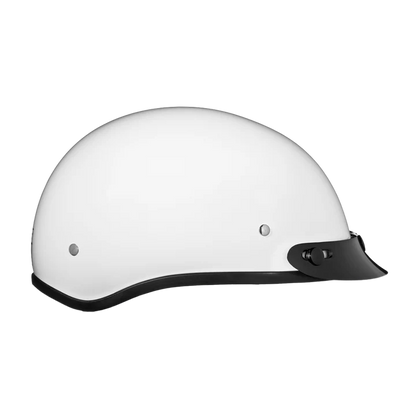 Daytona Skull Cap Half Shell Beanie Style Motorcycle Helmet - Hi-Gloss White