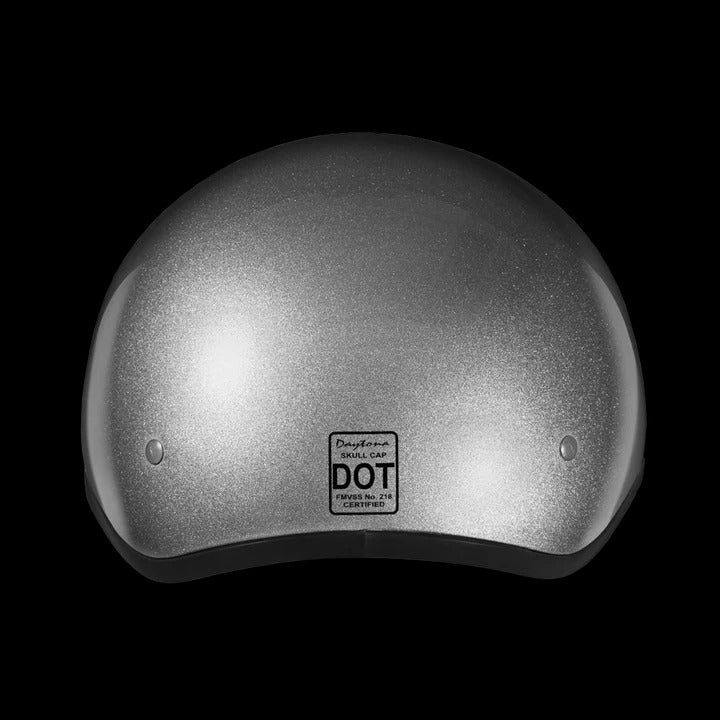 DOT Approved Daytona Skull Cap Half Shell Motorcycle Helmet - Beanie Style for Motorcycles, Cruisers, Scooters, and Mopeds - Silver Metallic