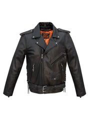 Men's Leather Jacket with Embossed Eagle