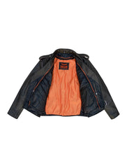 Men's Leather Jacket with Embossed Eagle