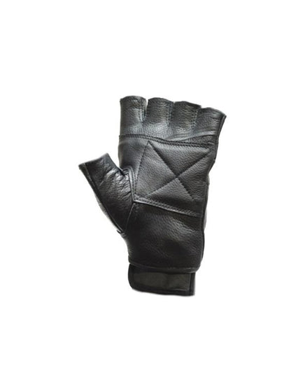 Fingerless Naked Cowhide Leather Motorcycle Gloves
